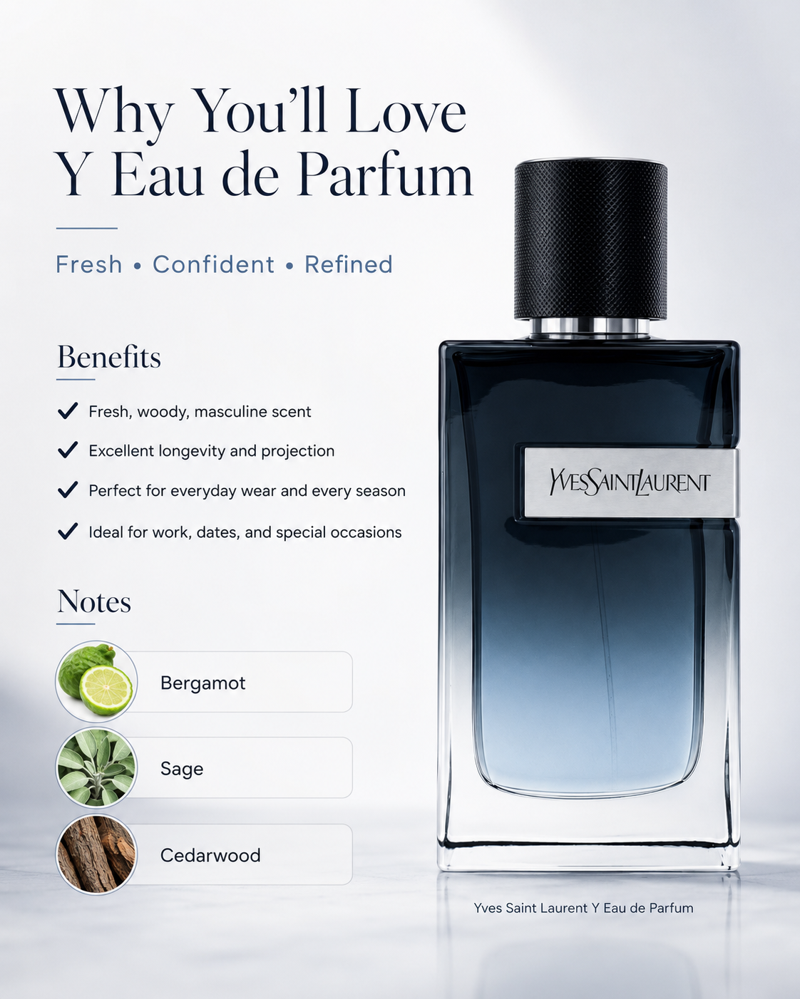 Y Eau de Parfum by Yves Saint Laurent 3.3 oz