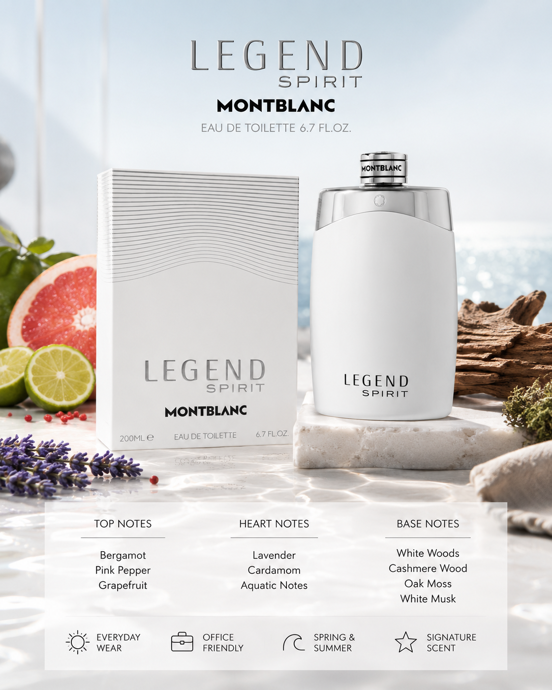 Montblanc Legend Spirit by Mont Blanc Eau De Toilette Spray 6.7 oz (Men)