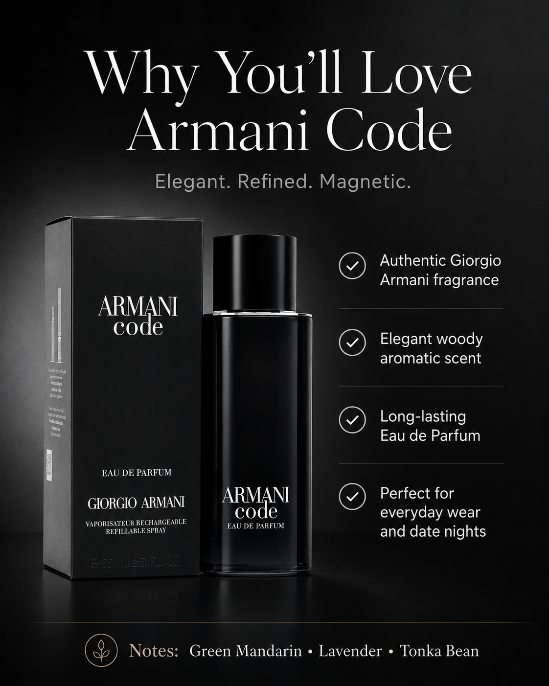 Armani Code Eau de Parfum 2.5 oz for Men