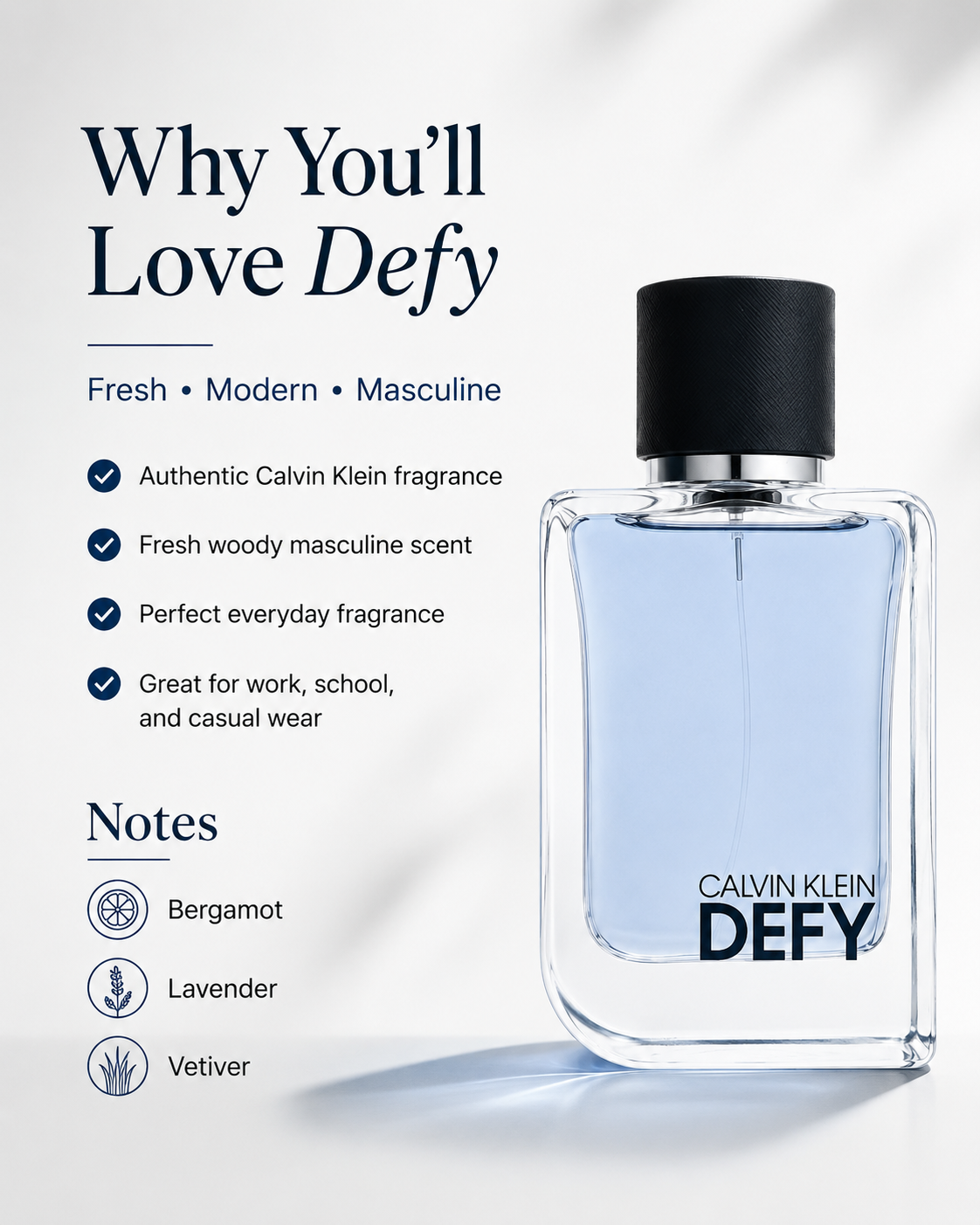 Calvin Klein Defy Eau de Toilette 3.3 oz for Men