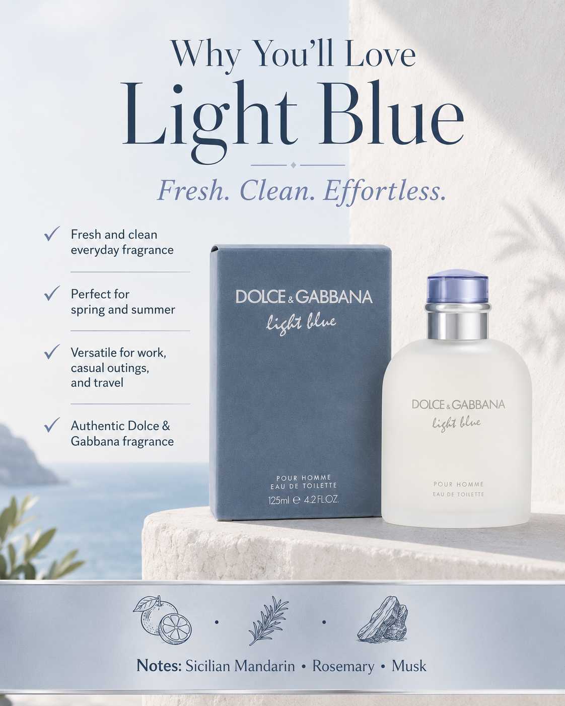 Light Blue by Dolce & Gabbana Eau De Toilette Spray 4.2 oz (Men)