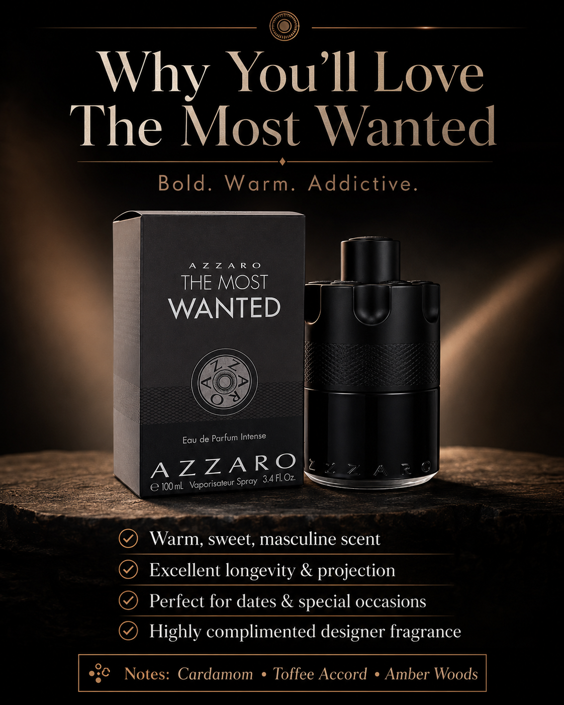 Azzaro The Most Wanted by Azzaro Eau De Parfum Intense Spray 3.4 oz (Men)