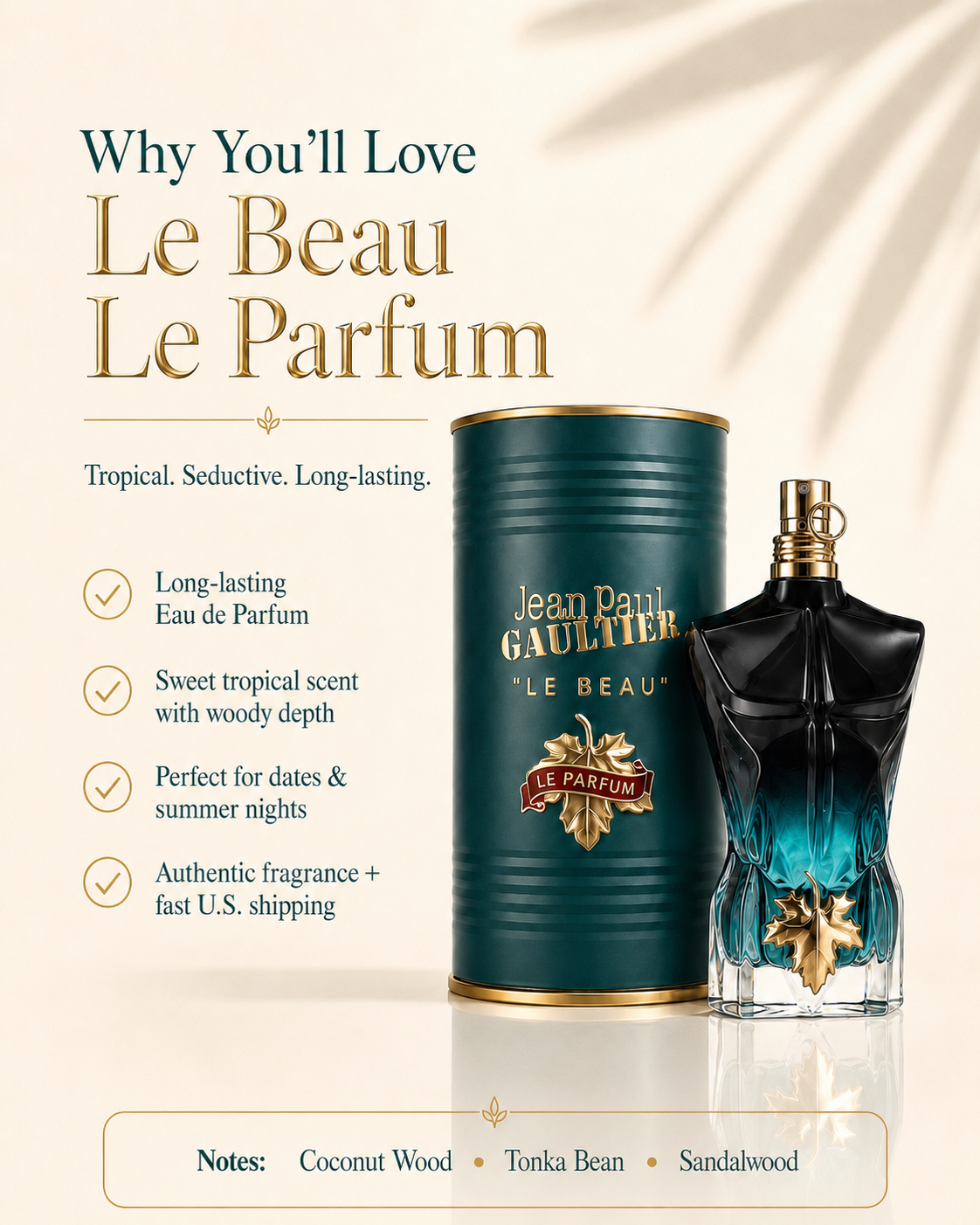 Jean Paul Gaultier Le Beau Le Parfum EDP 2.5 Oz For men